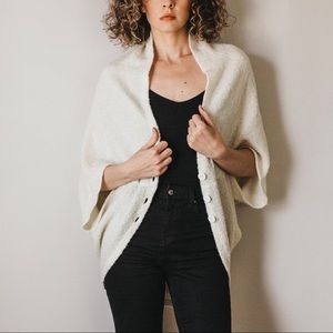 Ivory Knit Shawl w/Button Closures